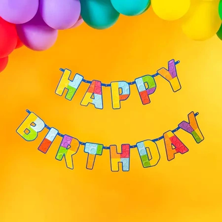 Baner papierowy Happy Birthday Klocki 180x16cm 1 sztuka 129470