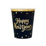 Kubeczki na Sylwestra Happy New Year czarne 230ml 6 sztuk 512662