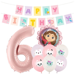 Balony na 6 urodziny Koci Domek Gabi zestaw zes-GABI22