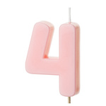 Świeczka na tort cyferka 4 różowa pastelowa jasna 5,5cm 1 sztuka SCU10-4-081J