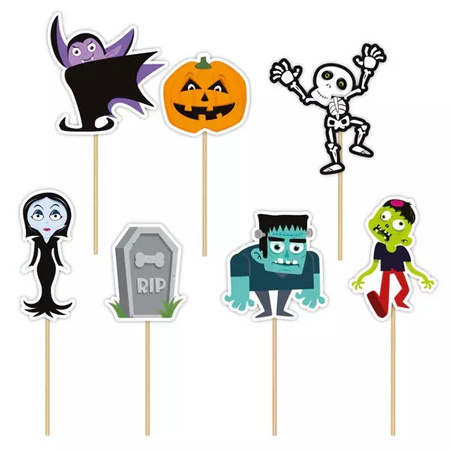 Toppery do babeczek Halloween Monsters 9cm 7 sztuk 129661