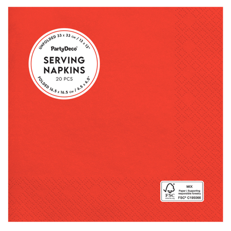 Serwetki papierowe czerwone 33x33cm 20 sztuk SP33-109-007