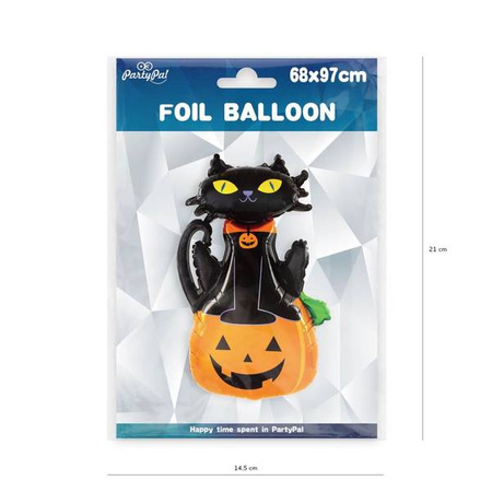 Balon na Halloween dynia i czarny kot foliowy 1 sztuka 460445