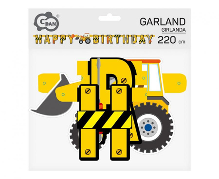 Girlanda papierowa Happy Birthday Budowa Plac Budowy 220 cm PF-GUPB
