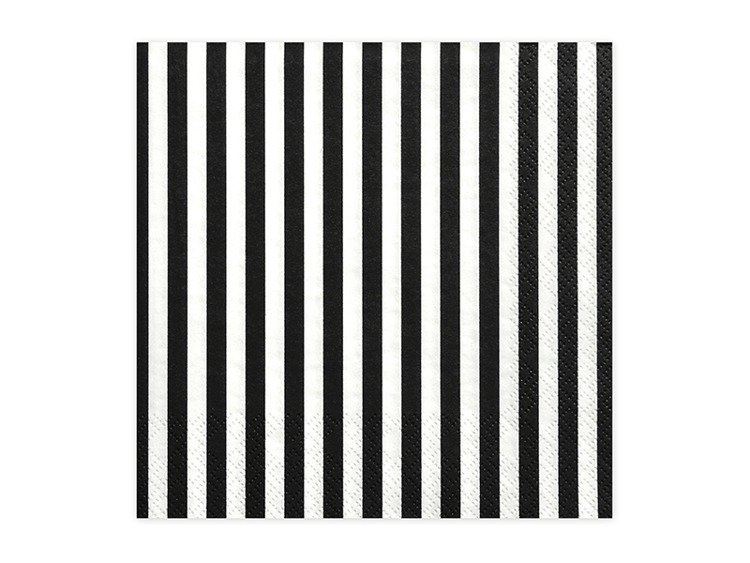 Serwetki białe w czarne paski 33x33cm 240 sztuk 12 paczek SP33-4-010-KARTON