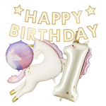 Dekoracje na 1 urodziny Jednorożce baner balony zestaw zes-JED8