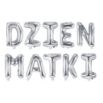 Balony DZIEN MATKI napis foliowe srebrne 35cm FB2M-DZIEN-MATKI-018