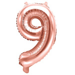 Balon foliowy 9 różowe złoto rose gold 35cm 1 sztuka FB10M-9-019R