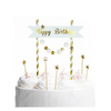 Topper na tort Happy Birthday złoty 20cm KK0133ZLO-7690