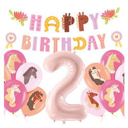 Balony na 2 urodziny Koniki girlanda napis Happy Birthday zes-konie12