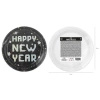 Talerzyki na Sylwestra Happy New Year czarne 18cm 6 sztuk 140543