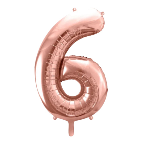 Balon foliowy cyferka 6 różowe złoto 86cm 1 sztuka FB1M-6-019R