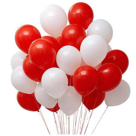 Balony białe czerwone pastelowe 30cm lateksowe Strong 100 sztuk ZB88