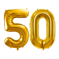Balony na 50 urodziny złote foliowe 100cm FB1M-50-019