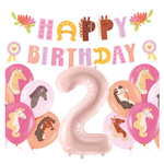 Balony na 2 urodziny Koniki girlanda napis Happy Birthday zes-konie12