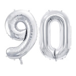 Balony na 90 urodziny srebrne 86cm foliowe FB1M-90-018