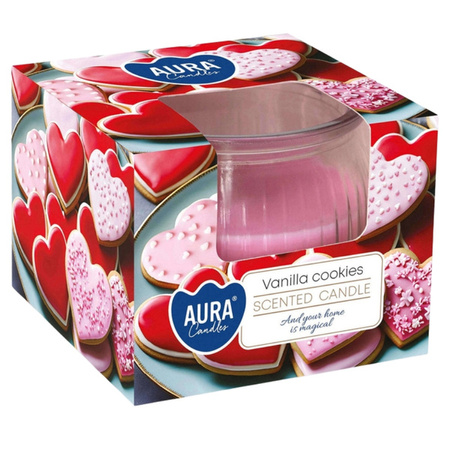 Świece zapachowe w szkle BISPOL 18H Waniliowe ciasteczka ciemne jagody migdał 6 sztuk SN69-373-436-mix