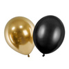 Balony metaliczne czarne i złote 30cm 20 sztuk ZB21