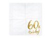 Serwetki na 60 urodziny białe złoty nadruk 33x33cm 20 sztuk SP33-77-60-008 