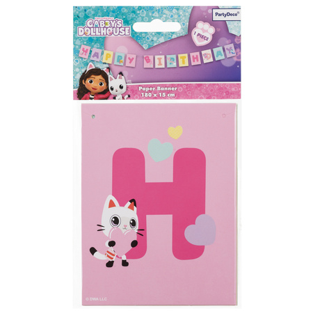 Baner urodzinowy napis Happy Birthday Koci Domek Gabi 180 cm 1 sztuka GRL129