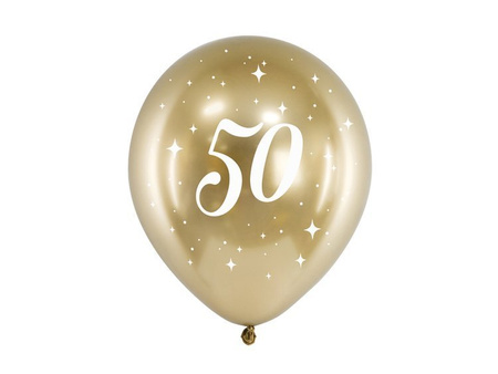 Balony na 50 urodziny Glossy złote 30cm 6 sztuk CHB14-1-50-019-6