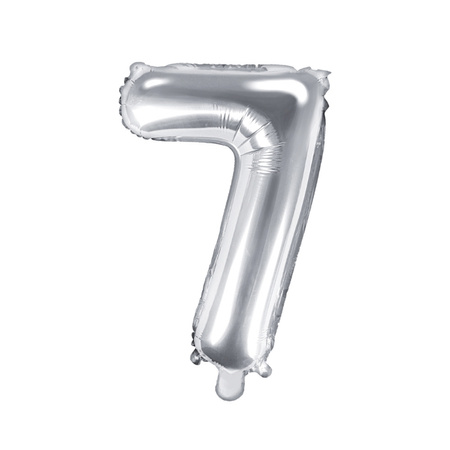 Balon foliowy 7 srebrny 35cm 1szt FB10M-7-018