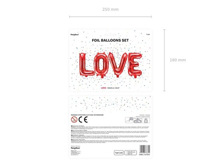 Balony foliowe napis LOVE 140 x 35 cm czerwone FB17M-007