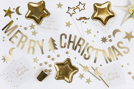 Baner świąteczny Merry Christmas złoty 150cm 1szt. GRL53-019M