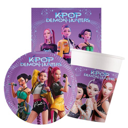 Zestaw urodzinowy K-POP DEMON HUNTERS dla 8 osób kubeczki talerzyki serwetki zes-K-POP-1