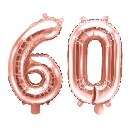 Balony na 60 urodziny różowe złoto rose gold 35cm foliowe FB10M-60-019R