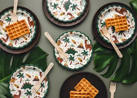 Kubeczki talerzyki serwetki Dinozaury papierowe zestaw 12 osób zes-DINO16