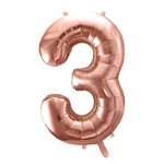 Balon foliowy 3 rose gold 86cm 1szt FB1M-3-019R