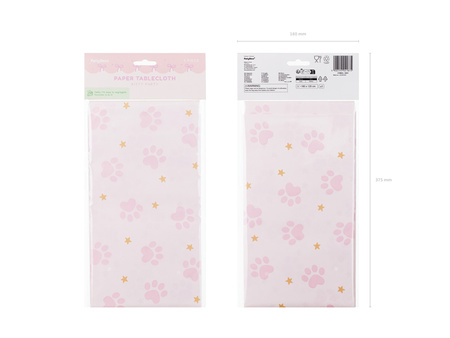 Obrus papierowy Łapki różowe 180x120 cm 1 sztuka OBP2