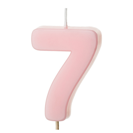 Świeczka na tort cyferka 7 różowa pastelowa jasna 5,5cm 1 sztuka SCU10-7-081J