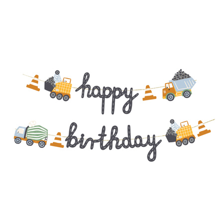Zestaw na 2 urodziny Happy Birthday budowa pojazdy budowlane zes-BUD2
