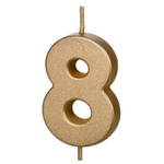 Świeczka na tort cyferka 8 złota urodziny 4,5cm Partydeco 1 sztuka SCU9-8