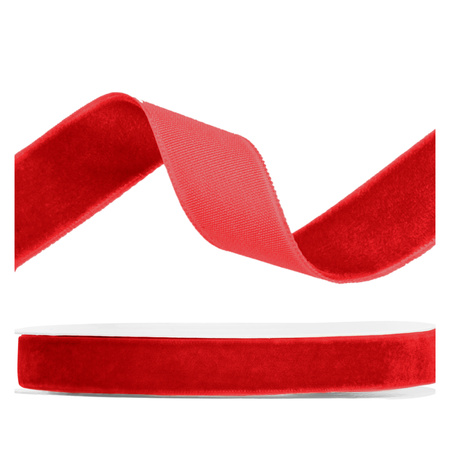 Tasiemka welurowa 15mm czerwona 10m 1 sztuka TW15-007