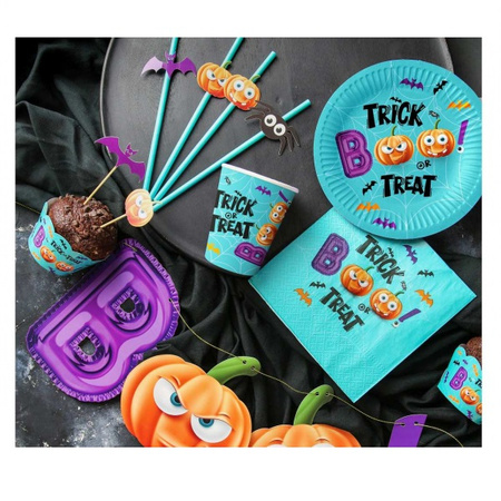 Talerzyki papierowe na Halloween Boo 18cm 6 sztuk PW-TBO7