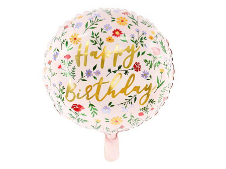 Balon foliowy Happy Birthday 35cm j. różowy FB48