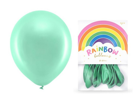 Balony Rainbow 23cm metalizowane miętowe 10 sztuk RB23M-103-10