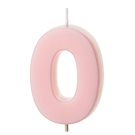Świeczka na tort cyferka 0 różowa pastelowa jasna 5,5cm 1 sztuka SCU10-0-081J