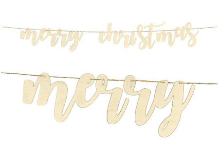 Baner świąteczny Merry Christmas drewniany 87cm 1 sztuka GRL89-100