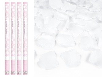 Tuby strzelające białymi płatkami róż 80cm 4szt tukp80-008/4