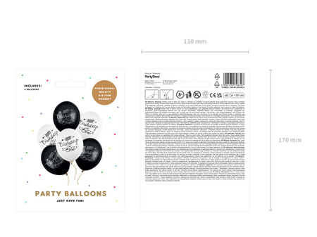 Balony urodzinowe Happy Birthday 6 sztuk SB14P-258-000-6