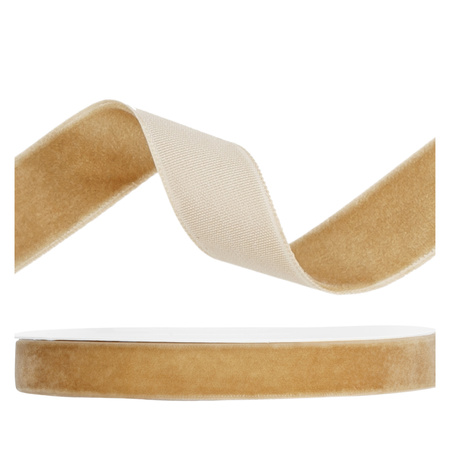 Tasiemka welurowa 15mm zimny złoty 10m 1 sztuka TW15-019Z