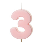 Świeczka na tort cyferka 3 różowa pastelowa jasna 5,5cm 1 sztuka SCU10-3-081J