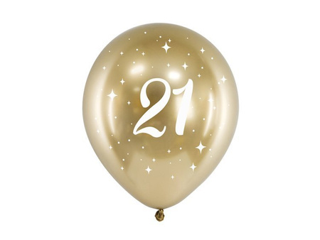 Balony na 21 urodziny Glossy złote 30cm 6 sztuk CHB14-1-21-019-6