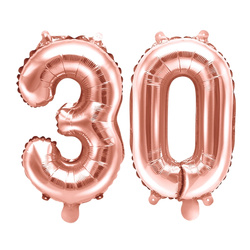 Balony na 30 urodziny różowe złoto rose gold 35cm foliowe FB10M-30-019R