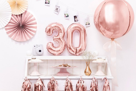 Balony na 30 urodziny różowe złoto rose gold 35cm foliowe FB10M-30-019R