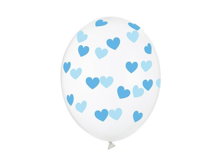 Balony w błękitne serduszka 30cm 6 sztuk SB14C-228-099B-6